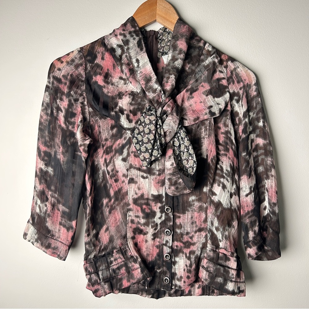 Byron Lars Beauty Mark Designer Sample NWTs Pink and Black Women's Blouse Size 2